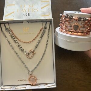 Bomb Party luxe layer and spring stack Rose Gold & Silver Layered set